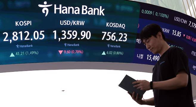 5일 서울 중구 하나은행 딜링룸 현황판에 코스피 지수 등이 표시되고 있다. (사진=연합뉴스)