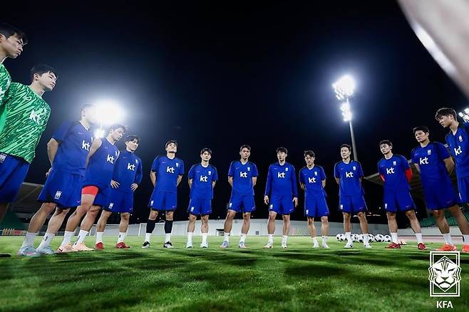 6일 이라크와 2026 FIFA 북중미 월드컵 아시아 지역 3차 예선 B조 9차전 원정 경기를 앞두고 훈련에 임하는 한국 축구 국가대표팀 선수들