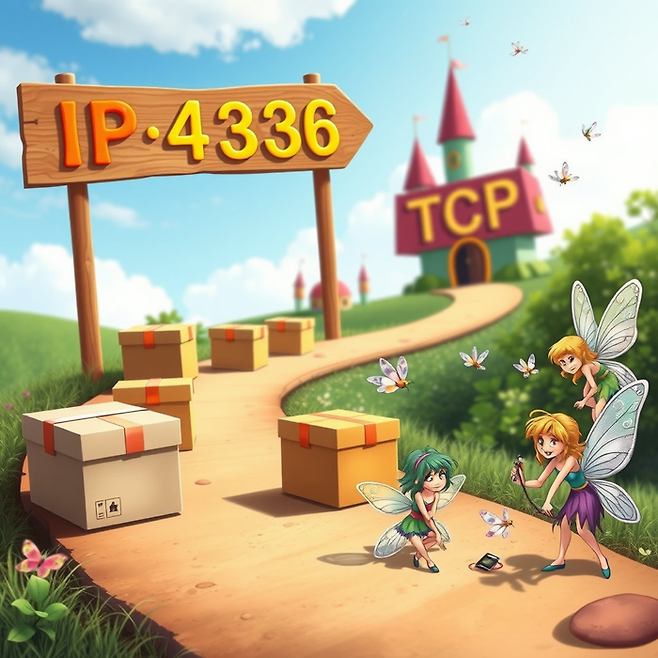 톡톡 용어 - TCP/IP (AI로 이미지 생성)