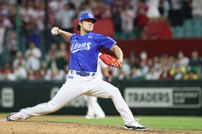 5일 인천 SSG전에서 7아웃 세이브를 기록한 이호성. 삼성 제공