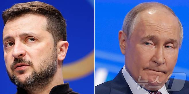 우크라이나 대통령 볼로디미르 젤렌스키와 러시아 대통령 블라디미르 푸틴. ⓒ AFP=뉴스1 ⓒ News1 강민경 기자