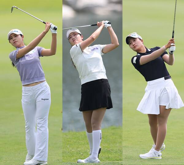 2025년 한국여자프로골프(KLPGA) 투어 셀트리온 퀸즈 마스터즈 우승을 차지한 이가영 프로, 연장전에서 우승 경쟁한 한진선, 루키 김시현 프로. 사진제공=KLPGA