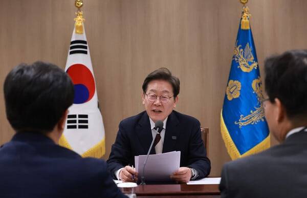 이재명 대통령이 지난 4일, 서울 용산 대통령실 청사에서 발언하고 있다./뉴시스