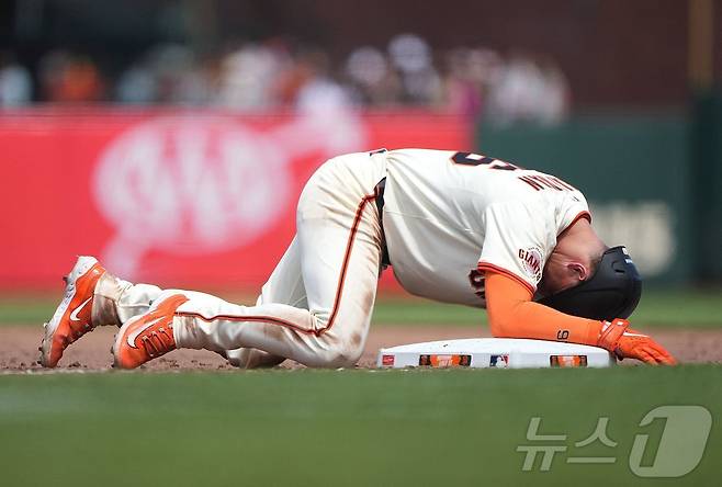 샌프란시스코 자이언츠 3루수 맷 채프먼이 오른 손목 염증으로 10일짜리 부상자 명단에 올랐다. ⓒ AFP=뉴스1