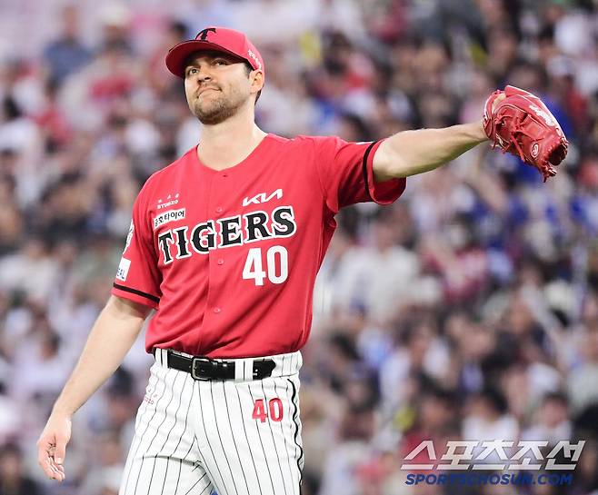 10일 광주 기아챔피언스필드에서 열린 KBO리그 KIA와 삼성의 경기. 4회 선취점을 내주고 아쉬워하는 KIA 네일. 광주=송정헌 기자songs@sportschosun.com/2025.06.10/