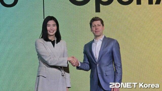왼쪽부터 정신아 카카오 대표, 샘 알트먼 오픈AI CEO (사진=지디넷코리아)