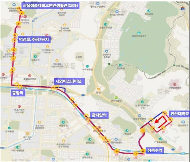 171번 버스 노선도. /사진제공=안산시