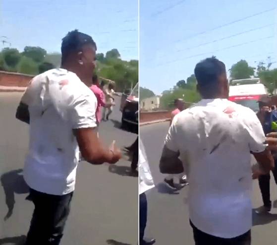 인도 여객기 추락사고 생존자가 걸어나오고 있다. 사진 웨이보 캡처