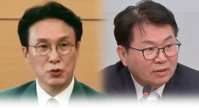 김민석(왼쪽) 국무총리 후보자, 이한주 국정기획위원장.