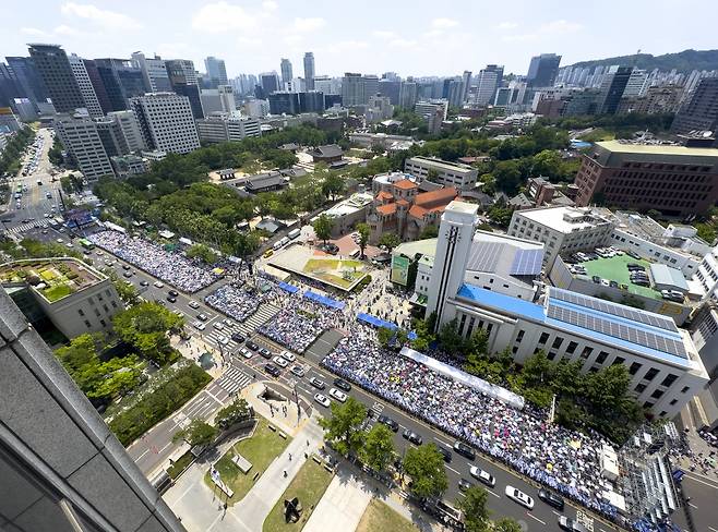 통합국민대회 거룩한방파제 현장. 연합뉴스