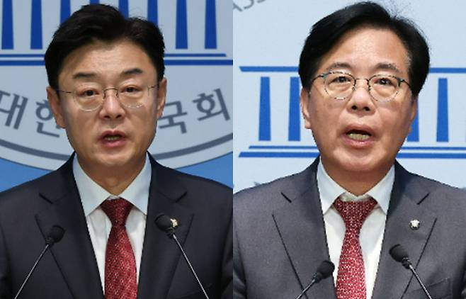 국민의힘 김성원 의원과 송언석 의원. 연합뉴스