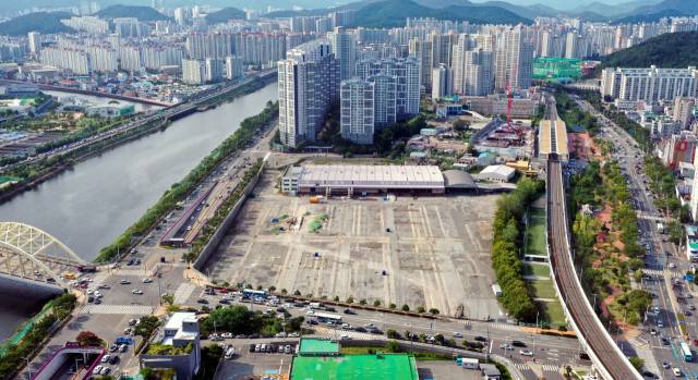 부산 해운대구 옛 한진 컨테이너 야적장(CY) 부지 전경. 부산일보DB