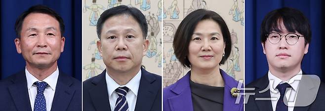 이재명 대통령이 15일 국가안보실 1차장에 김현종 전 국방개혁비서관을 임명했다. 국가안보실 2차장에는 임웅순 주캐나다 대사를, 3차장에는 오현주 주교황청 대사를 각각 임명했다.AI미래기획수석에는 하정우 네이버클라우드 인공지능(AI)혁신센터장을 임명했다. 왼쪽부터 김현종 국가안보실 1차장·임웅순 국가안보실 2차장·오현주 국가안보실 3차장·하정우 AI미래기획수석. (뉴스1 DB) 2025.6.15/뉴스1 ⓒ News1 박지혜 기자