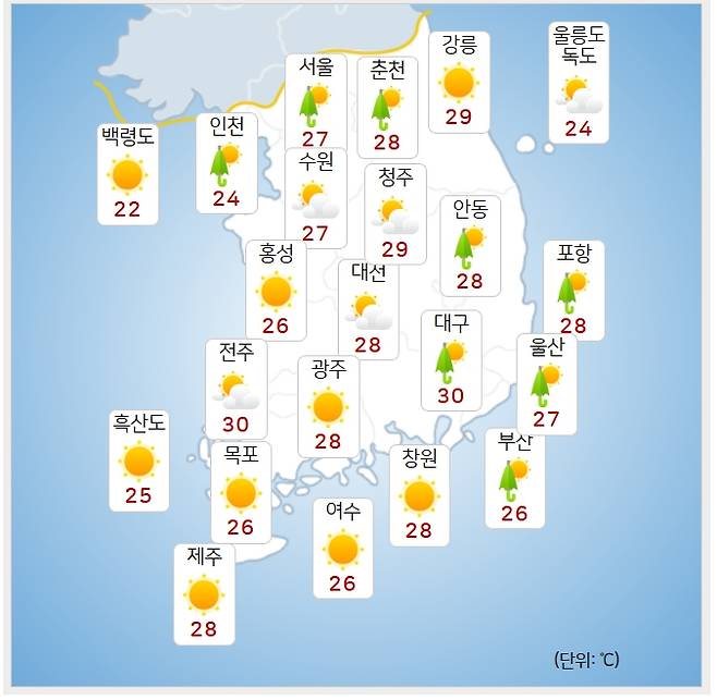 ⓒ기상청: 오늘(16일) 오후 날씨