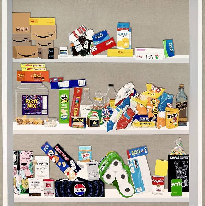 팬트리 속 다양한 물건을 배열한 정수영의 작품 ‘팬트리8’. 학고재 제공
