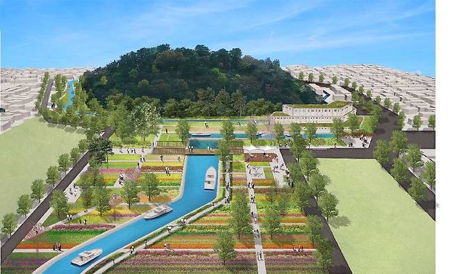 울산시가 문화·관광·체육 산업 도시로 도약하기 위해 굵직한 사업들을 추진한다. 사진은 울산시가 5800억 원을 들여 추진하는 ‘학성공원 물길 복원 사업’ 구상도. 울산시 제공