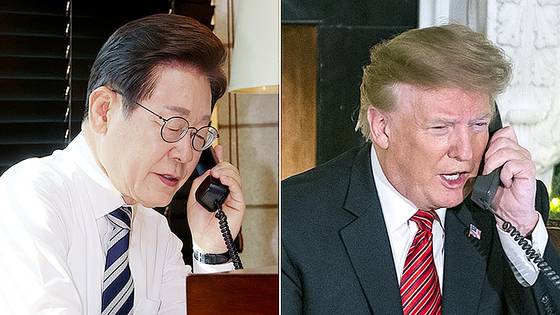 이재명 대통령(왼쪽)과 도널드 트럼프 미국 대통령은 지난 6일 첫 통화에서 한ㆍ미동맹 발전을 위해 긴밀히 협력하기로 했다. EPA=연합뉴스