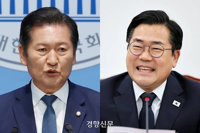 더불어민주당 차기 당대표 후보로 거론되는 정청래(왼쪽)·박찬대 의원. 한수빈 기자·박민규 선임기자
