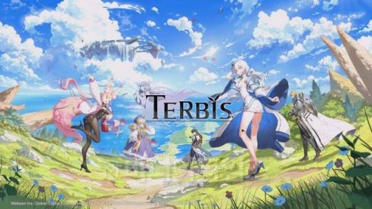 '테르비스' 타이틀 화면. 테르비스는 이 게임의 배경이 되는 세계의 이름이자 여신의 이름이다. 자료 출처 : '테르비스' 인게임 화면 캡처.