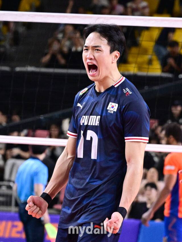 네덜란드를 상대로 승리한 임동혁이 포효하고 있다 / 천안 = 유진형 기자 zolong@mydaily.co.kr