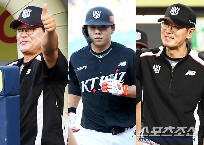 14일 대구 라이온즈파크에서 열린 삼성 라이온즈와 KT 위즈의 경기. KT 이종범 코치, 이정훈, 이강철 감독. 대구=박재만 기자 pjm@sportschosun.com/2025.06.14/
