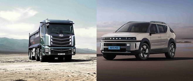 더 뉴 엑시언트와 디 올 뉴 넥쏘(왼쪽부터) / 출처=현대차