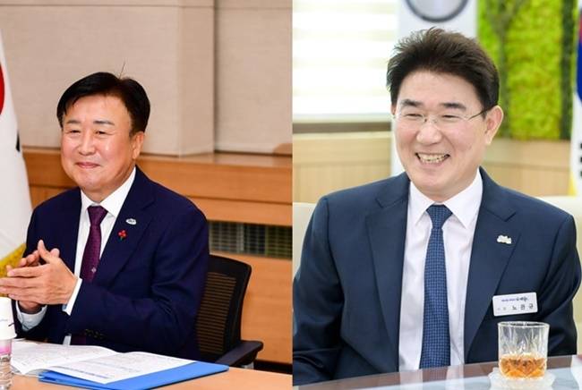 정기명 여수시장(왼쪽)과 노관규 순천시장.