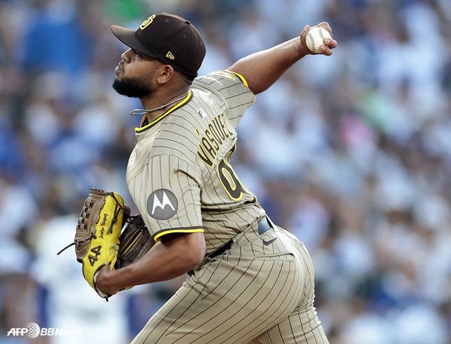 18일 샌디에이고 선발 랜디 바스케스의 투구 모습. /AFPBBNews=뉴스1