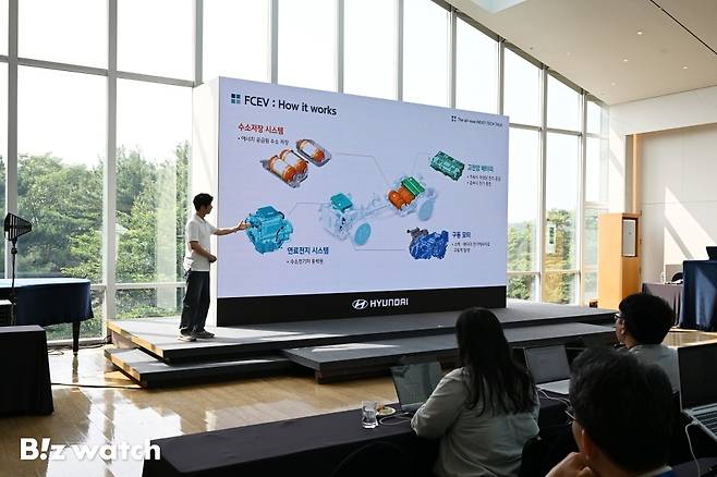 18일 서울 강서구 메이필드호텔에서 현대자동차가 수소전기차 '디 올 뉴 넥쏘'의 테크데이 및 시승회가 열리고 있다./사진=이명근 기자 qwe123@