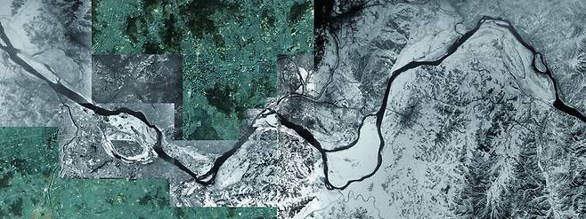 1969년 한강을 찍은 항공사진. 형태가 달라지기 전 원형의 모습이 남아 있다. 혜화1117 제공