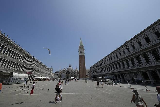 제프 베이조스 아마존 창업주의 결혼식을 앞둔 이탈리아 베네치아 산 마르코 광장의 모습. AP=뉴시스