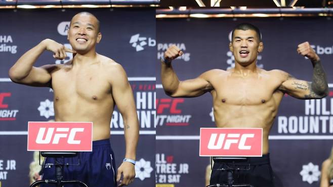 나란히 계체 통과한 박준용(왼쪽)과 고석현. 사진=UFC