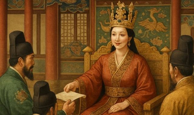 인공지능 AI가 그린 우여곡절 끝에 신라 최초의 여성왕으로 즉위한 선덕여왕의 모습.