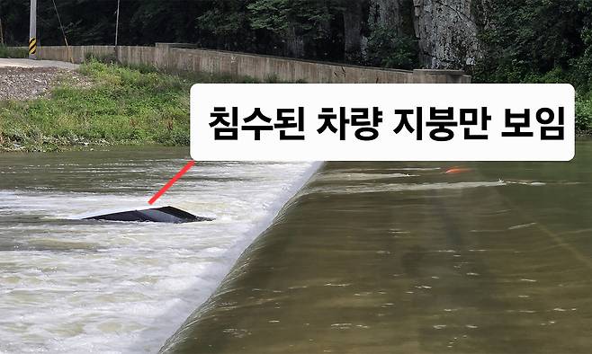 물에 잠긴 차량. 포항북부경찰서 제공