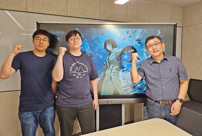 - 미어캣게임즈의 남기룡 대표, 최연규 내러티브 디렉터,이권열 크리에이티브 디렉터