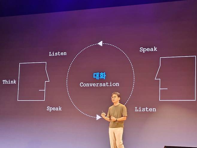 임지동 LG전자 CX센터 전문위원이 24일 서울 코엑스에서 열린 '제2회 퓨쳐디자인포럼'에서 기조강연을 하고 있다. (사진=배옥진)