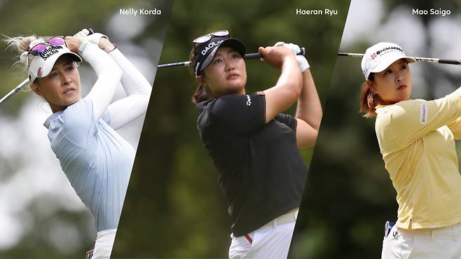 Hanwha LIFEPLUS 인터내셔널 크라운 출전 예상 선수 미국의 넬리 코다, 한국의 유해란, 일본의 사이고 마오(왼쪽부터). 사진=LPGA 제공