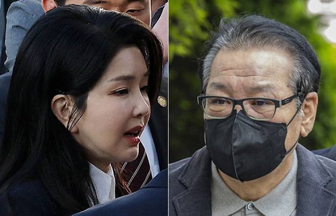 김건희 여사(왼쪽), 건진법사 전성배씨. 황진환 기자·연합뉴스