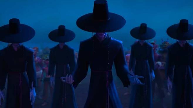 넷플릭스 오리지널 애니메이션 ‘케이팝 데몬 헌터스’ 속 저승사자. 넷플릭스 유튜브 캡처