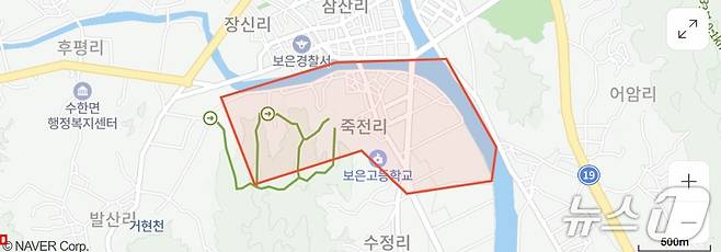 보은군 보은읍 죽전리 위치도(네이버 캡처) /뉴스1