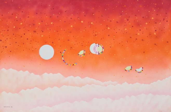 이성자, <극지로 가는 길 83년 11월>, 1983. 캔버스에 아크릴릭 물감. 129x194.5.cm, 국립현대미술관 이건희컬렉션 (국립현대미술관 제공)