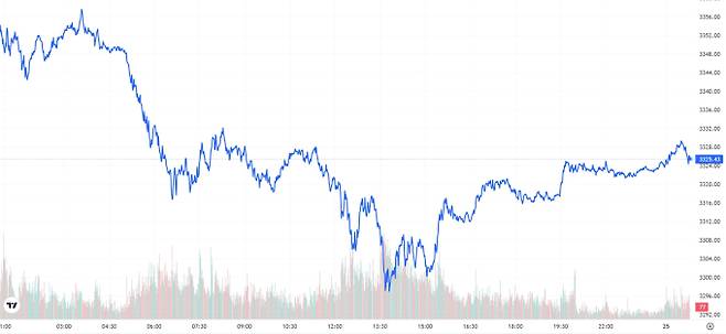 TV 국제 금시세(금값) 0.74% 하락 (3325달러)