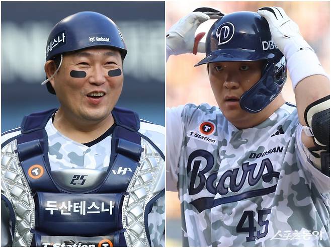 두산이 ‘포수왕국’의 위용을 다시 한번 뽐낼지 주목된다. 두산에는 지난해 양의지(왼쪽)와 출전 비중을 양분한 김기연의 분발이 절실하다. 사진제공|두산 베어스