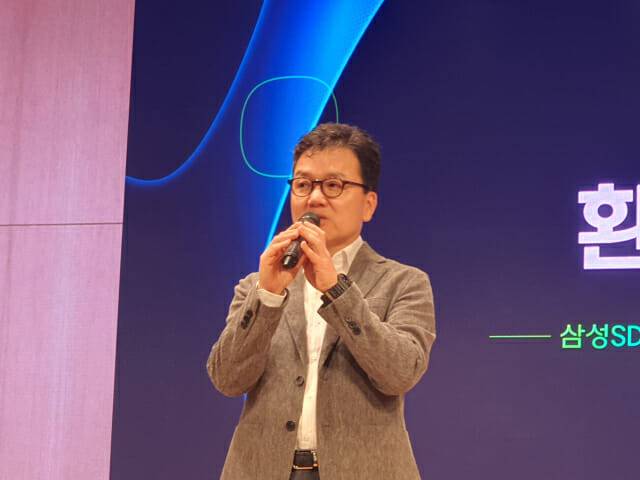 이준희 삼성SDS 대표가 26일 미디어 데이에 참석해 발언하고 있다. (사진=장유미 기자)