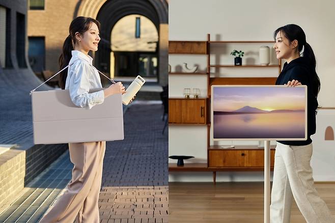 화면부와 스탠드를 손쉽게 분리해 다양한 형태로 활용할 수 있는 'LG 스탠바이미 2'.