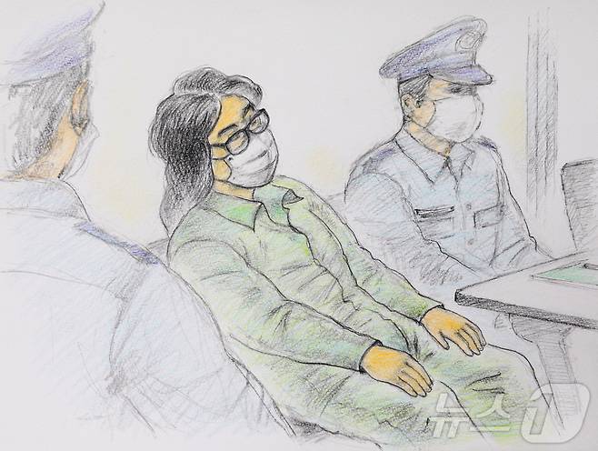 '트위터 살인범'으로 불리는 시라이시 다카히로의 재판 장면 드로잉.2020.12.30. ⓒ AFP=뉴스1