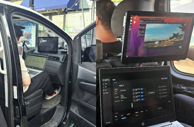 아크릴이 '조나단'을 차량에 탑재된 국산 AI 반도체에 연동해 실시간 도로 교통 관제 서비스를 실증하고 있다.