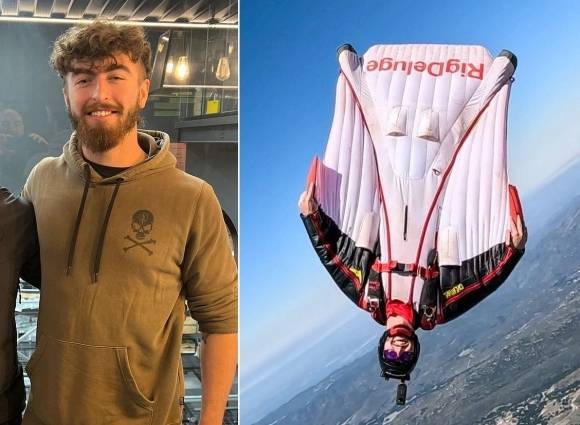 영국의 윙슈트 플라이어인 리암 번이 지난 21일(현지시간) 스위스 기첸산 정상 해발 2400m 지점에서 윙슈트 비행을 시도했다가 중태에 빠져 결국 목숨을 잃는 사고가 발생했다. 사진은 생전 번과 평소 윙슈트 비행 모습. 리암 번 인스타그램 캡처