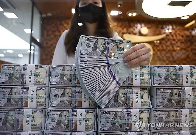 7월 외환보유액 외평채발행 등으로 넉달만에 반등 (서울=연합뉴스) 윤동진 기자 = 외국환평형기금채권(외평채) 발행과 달러 약세 등의 영향으로 지난달 외환보유액이 넉 달 만에 늘었다. 한국은행이 5일 발표한 외환보유액 통계에 따르면 7월 말 기준 외환보유액은 4천135억1천만달러(약 563조원)로, 6월 말(4천122억1천만달러)보다 13억달러 증가했다. 4월 이후 6월까지 석 달째 이어진 감소세가 멈췄다. 사진은 이날 서울 중구 하나은행 위변조대응센터의 모습. 2024.8.5 mon@yna.co.kr