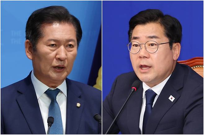 더불어민주당 당대표 출마하는 정청래 의원(왼쪽)과 박찬대 의원 ⓒ연합뉴스